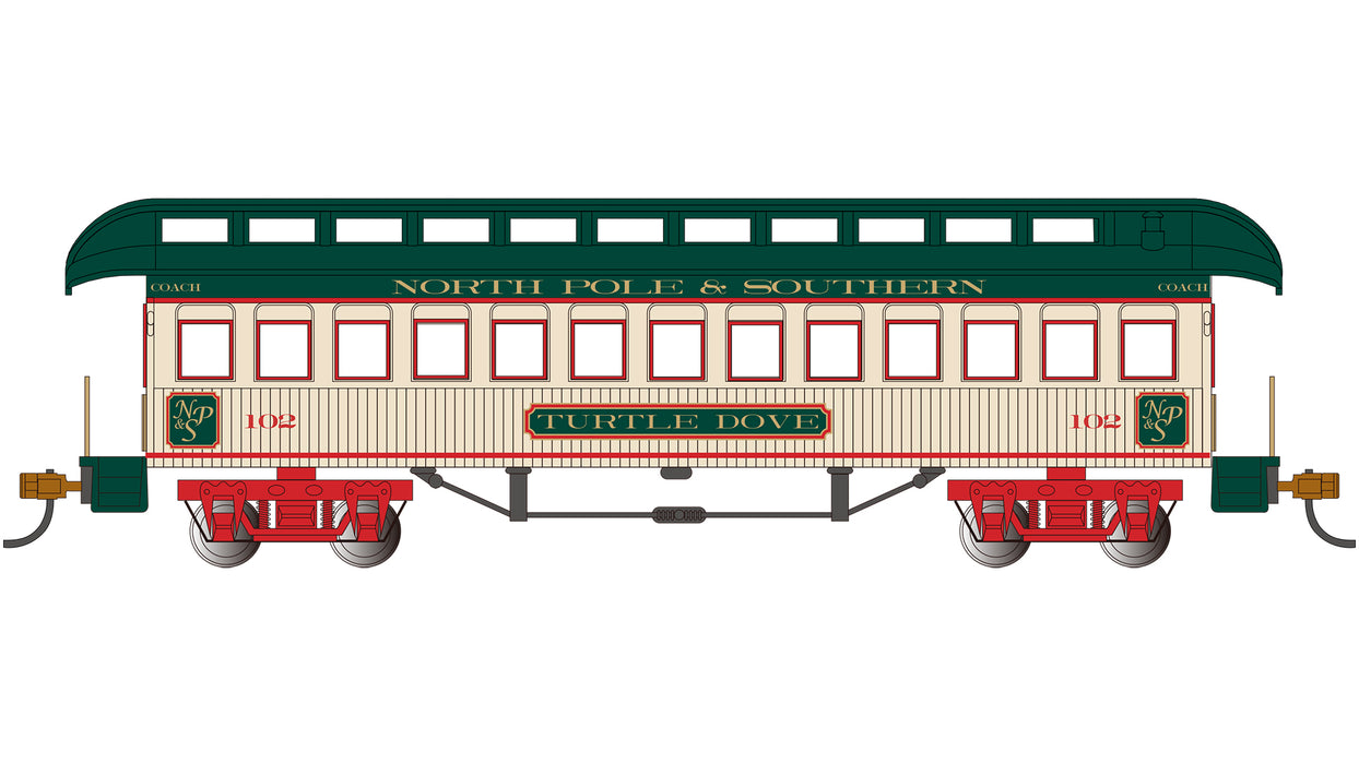 Bachmann 15109 HO Scale Wood Old Time Coach Car North Pole & Southern NP&S Turtle Dove