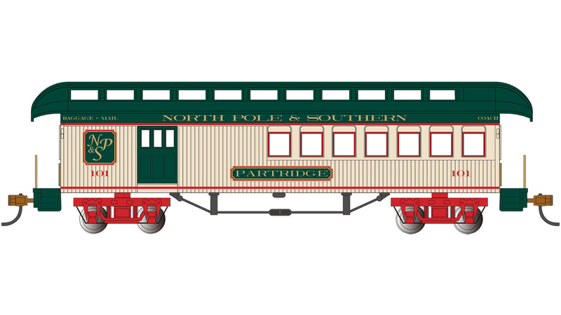 Bachmann 15209 HO Scale Wood Old Time Combine North Pole & Southern NP&S Partridge