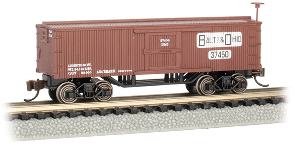 Bachmann 15656 N Scale Old-Time Wood Boxcar Baltimore & Ohio B&O
