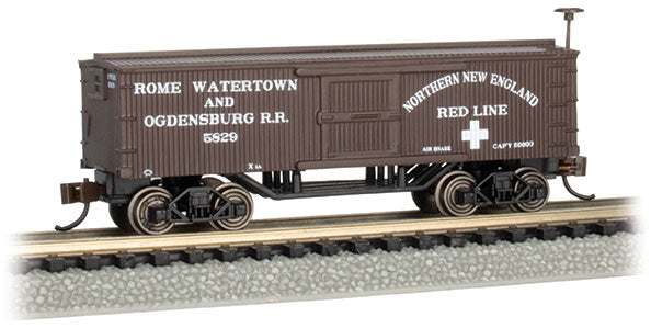 Bachmann 15658 N Scale Old-Time Wood Boxcar Rome Watertown & Ogdensberg