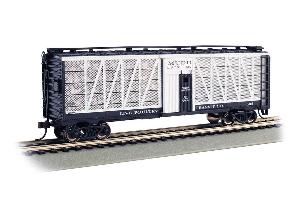 Bachmann 15901 HO Scale 40' Poultry Transport Car with Chickens Live Poultry Transit 682