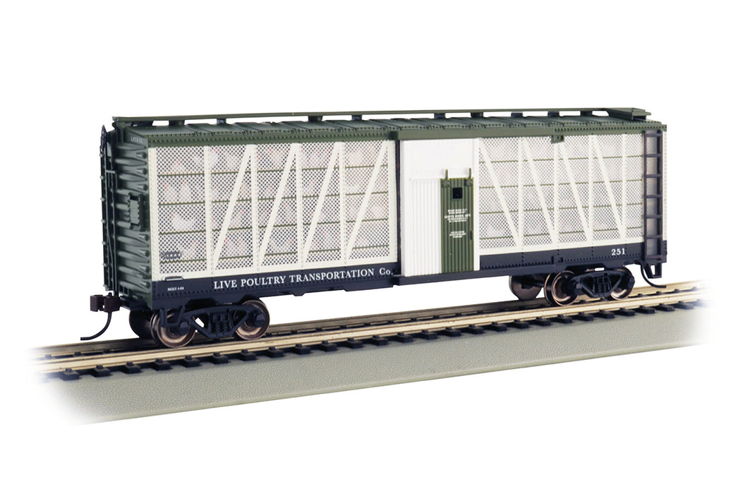 Bachmann 15902 HO Scale 40' Poultry Transport Car with Chickens Live Poultry Transit 251