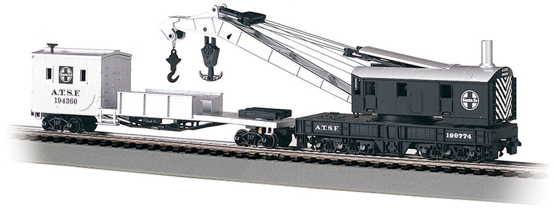 Bachmann 16102 HO Scale Crane Car with Boom Tender Santa Fe ATSF
