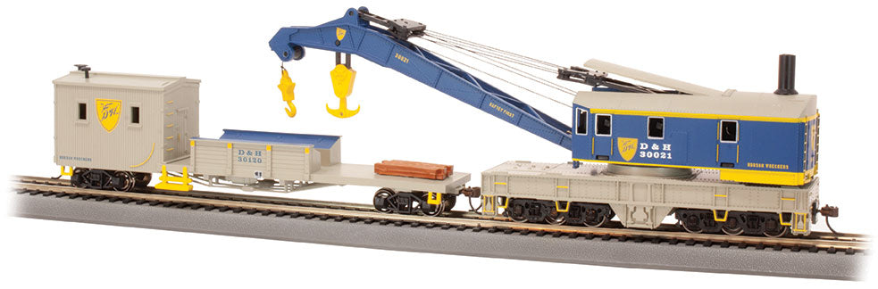 Bachmann 16103 HO Scale Crane Car with Boom Tender Delaware & Hudson D&H