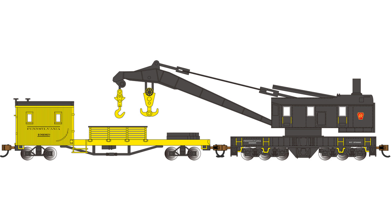 Bachmann 16152 N Scale Crane Car with Boom Tender Pennsylvania PRR