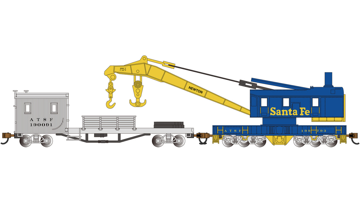 Bachmann 16153 N Scale Crane Car with Boom Tender Santa Fe ATSF