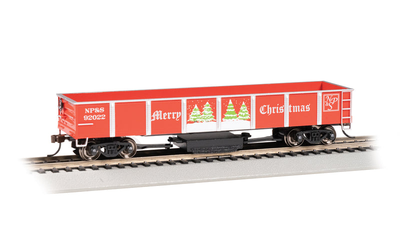 Bachmann 16343 HO Scale Track Cleaning Gondola - Christmas NP&S