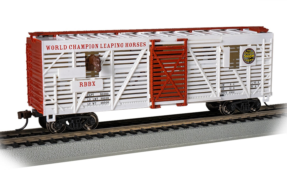 Bachmann 16613 HO Scale 40' Animated Ringling Bros Stock Car with Horses