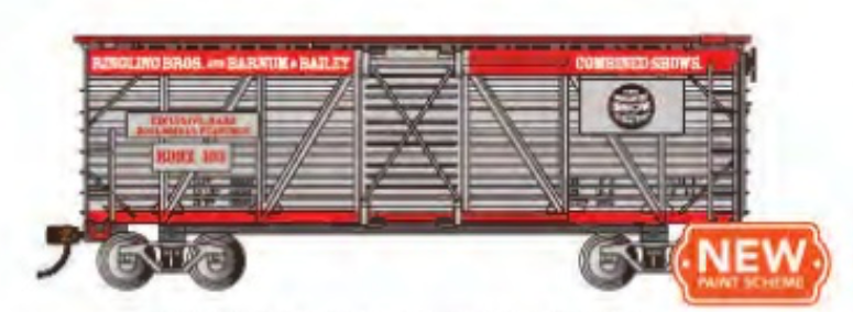 Bachmann 16617 HO Scale 40' Stock Car Ringling Bros - Silver & Red