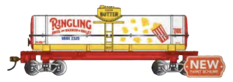 Bachmann 16618 HO Scale Single Dome Tank Car Ringling Bros - Popcorn Butter