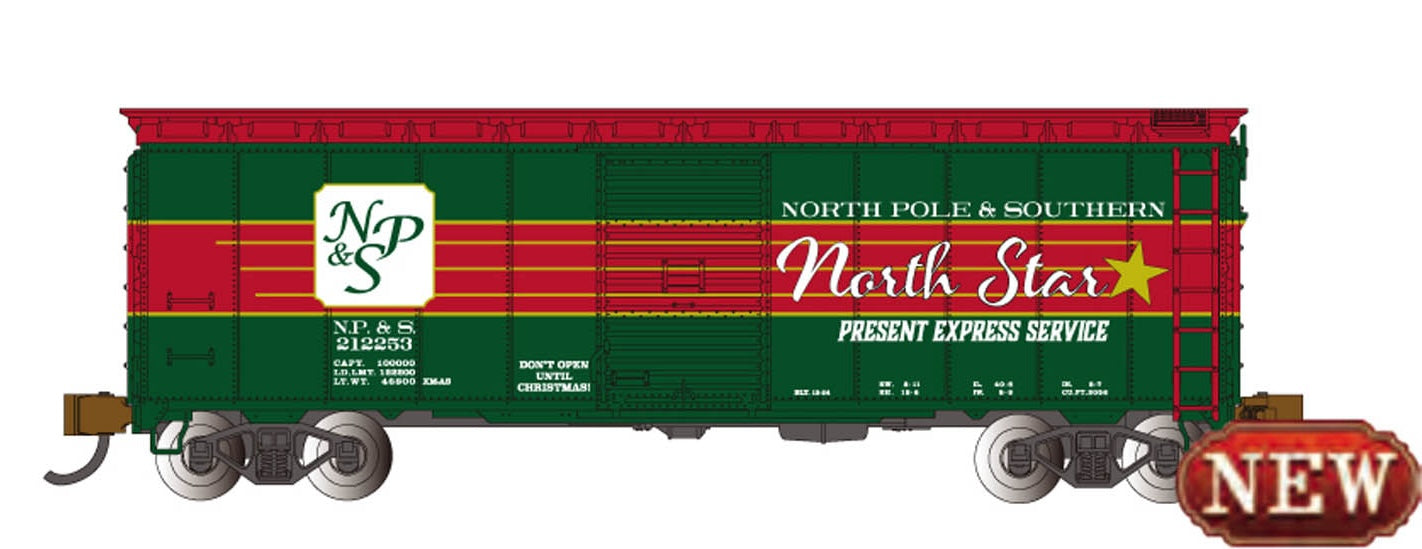 Bachmann 17071 N Scale 40' Boxcar North Star Present Express Christmas NP&S