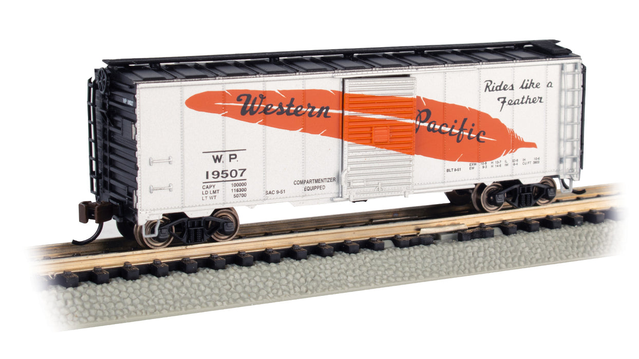 Bachmann 17072 N Scale 40' Boxcar Western Pacific "Feather" WP 19507