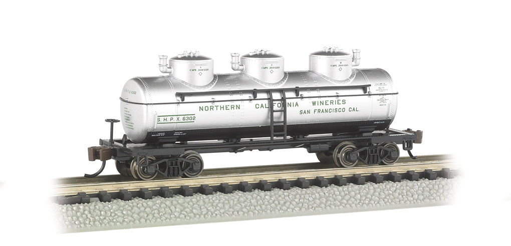 Bachmann 17153 N Scale 3 Dome Tank Car Northern California Wineries
