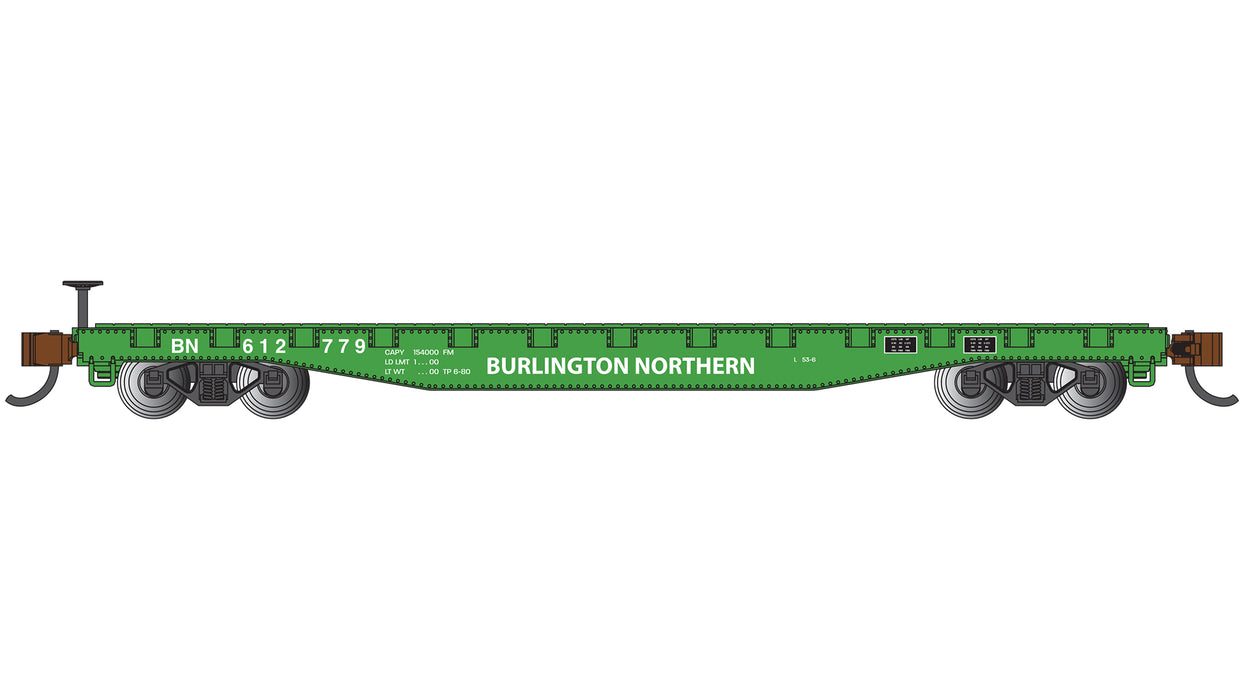 Bachmann 17357 N Scale 52' Flatcar Burlington Northern BN 612779