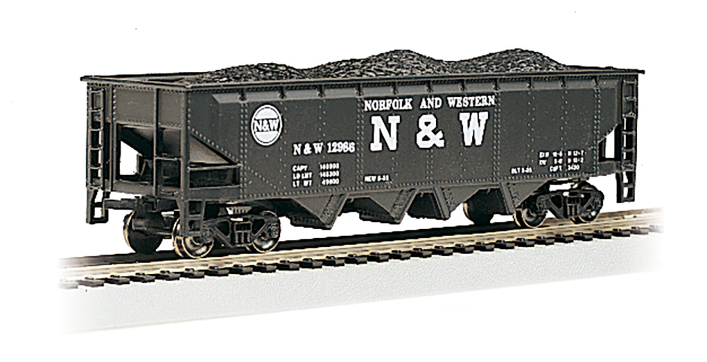 Bachmann 17607 HO Scale 40' 4 Bay Open Hopper with Coal Load Norfolk & Western N&W 12986