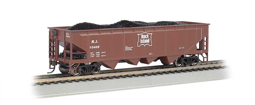 Bachmann 17608 HO Scale 40' 4 Bay Open Hopper with Coal Load Rock Island RI