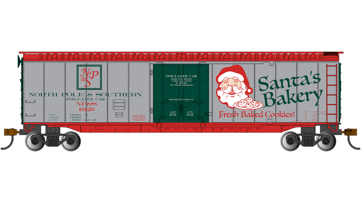 Bachmann 18024 HO Scale 50' Plug Door Boxcar Santa's Bakery NP&S 19129