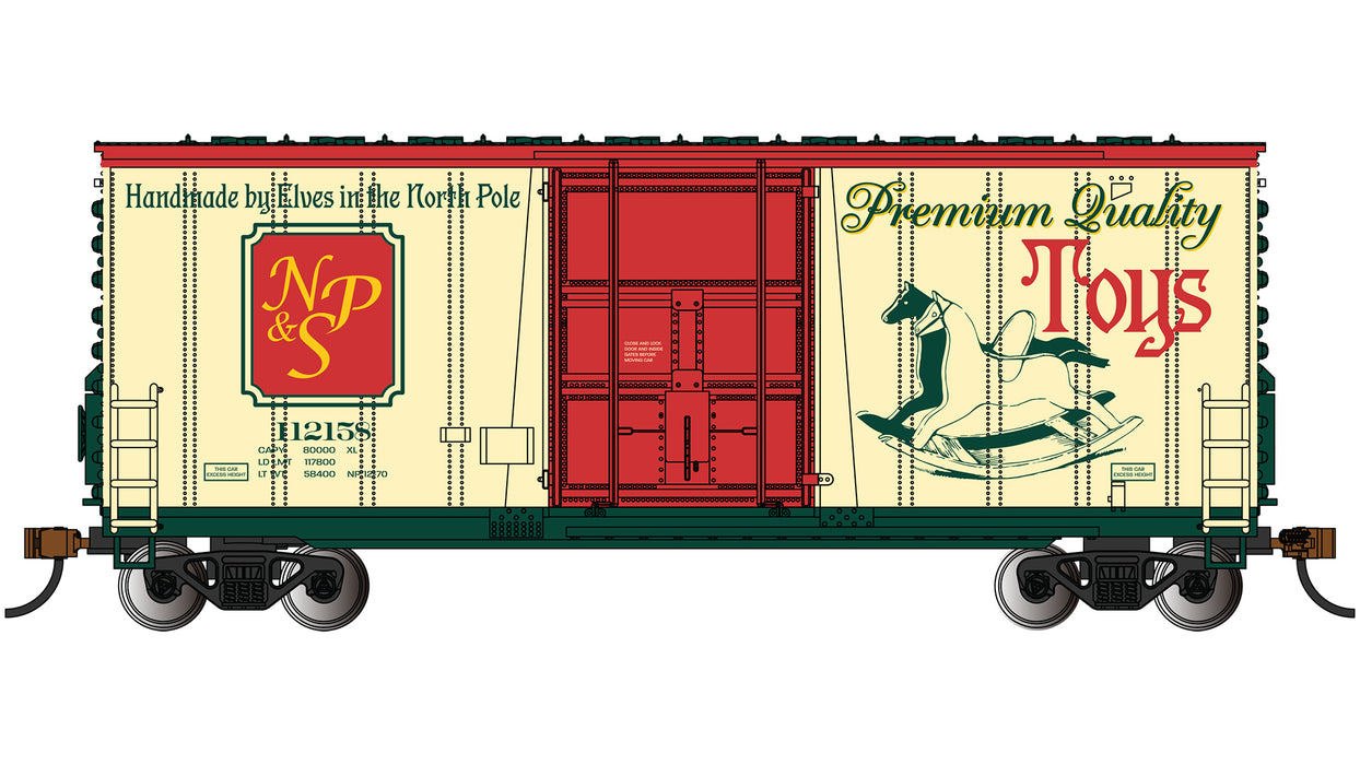 Bachmann 18258 N Scale Hi-Cube Boxcar North Pole & Southern NP&S 112158 (Premium Toys)