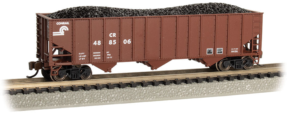 Bachmann 18752 N Scale 100 Ton 3 Bay Hopper with Load Conrail CR 488506