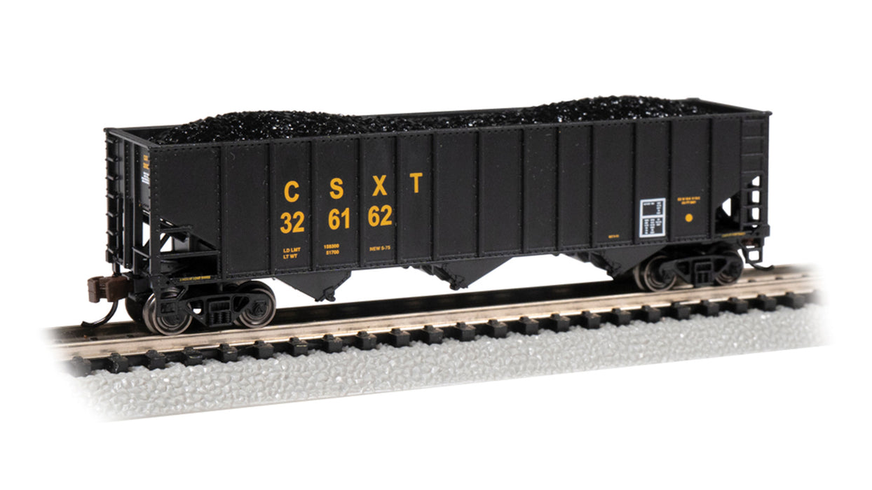 Bachmann 18756 N Scale 100 Ton 3 Bay Hopper with Load CSXT 326162