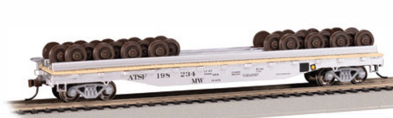 Bachmann 18937 HO Scale 55' Flatcar with Wheel Load Santa Fe ATSF 198234