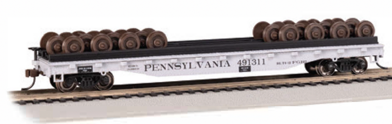 Bachmann 18939 HO Scale 55' Flatcar with Wheel Load Pennsylvania PRR 491311