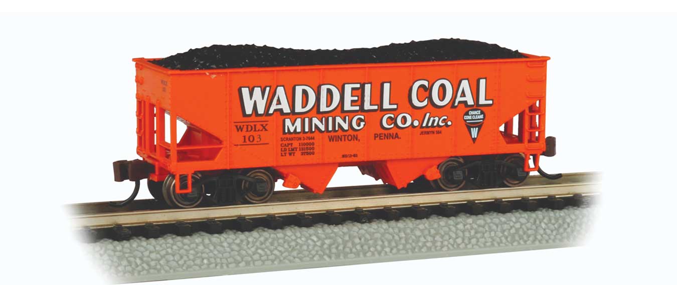 Bachmann 19561 N Scale 55 Ton 2 Bay Hopper Waddell Coal WDLX 103