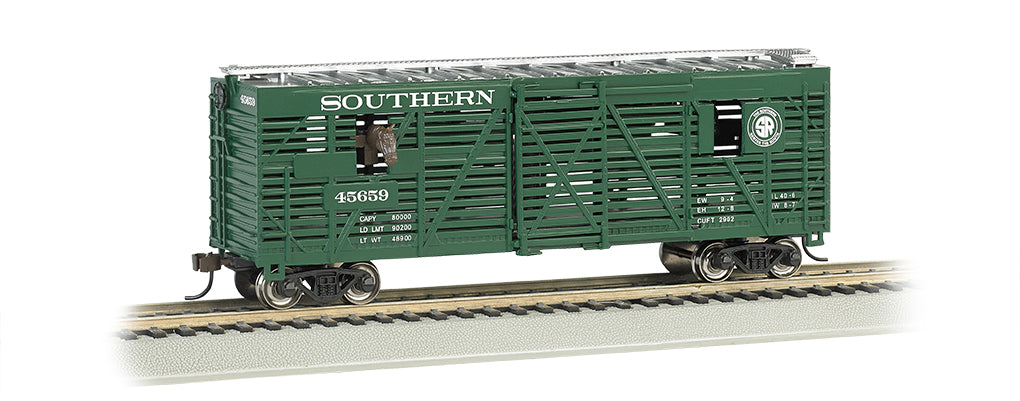 Bachmann 19702 HO Scale 40' Animated Stock Car with Horses Southern Railway