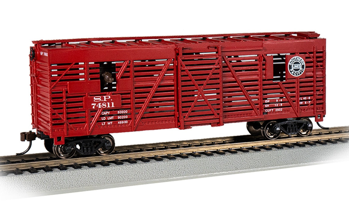 Bachmann 19711 HO Scale 40' Animated Stock Car with Cattle Southern Pacific SP 74811