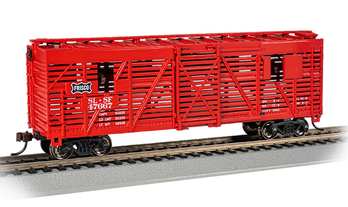 Bachmann 19712 HO Scale 40' Animated Stock Car with Cattle Frisco SLSF 47667