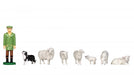 Bachmann 33304 HO Scale Thomas & Friends Farmer McColl with Sheepdog & Sheep Figures