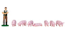 Bachmann 33305 HO Scale Thomas & Friends Farmer Trotter & Pigs Figures