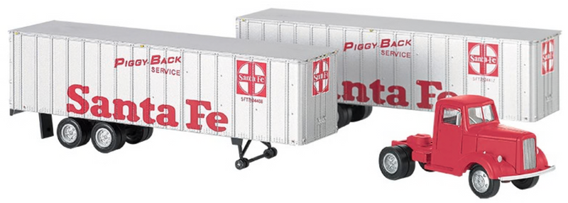 Bachmann 42232 HO Scale 1950's Semi Truck with 2 Trailers Santa Fe ATSF - NOS