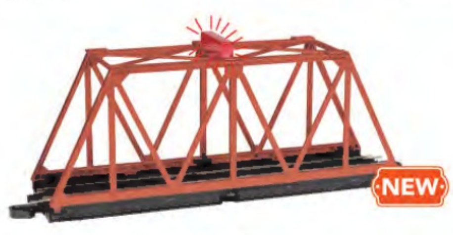 Bachmann 44479 HO Scale E-Z Track Built Up Truss Bridge with Blinking Light - Oxide