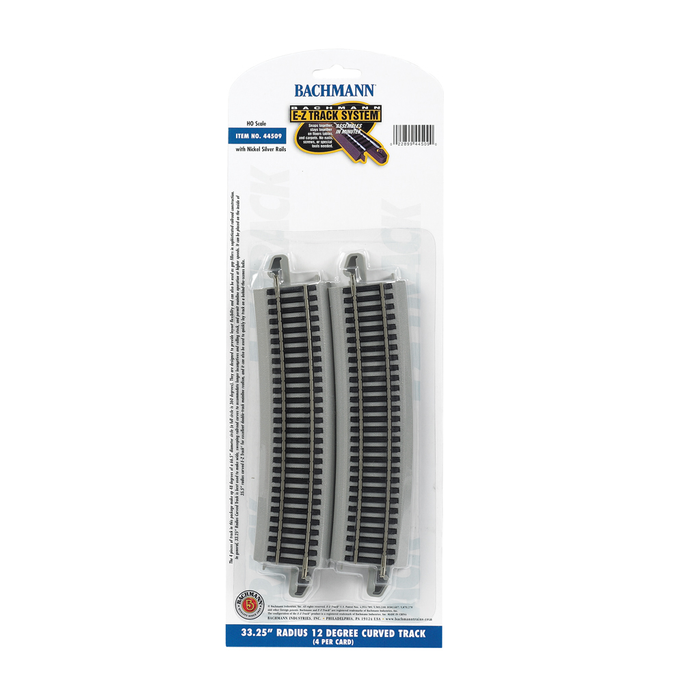 Bachmann 44509 HO Scale E-Z Track 33-1/4" Radius Curve 12 Degree (4)