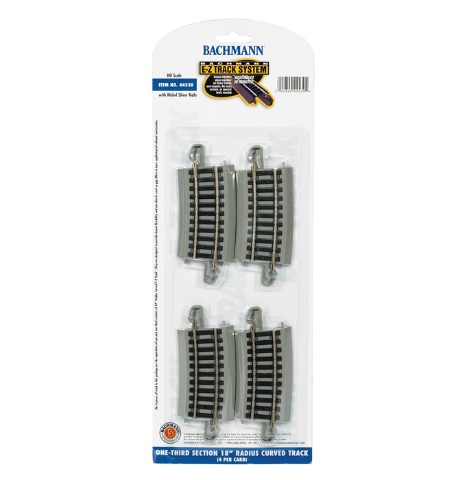 Bachmann 44530 HO Scale E-Z Track 18" Radius 1/3 Curve (4)