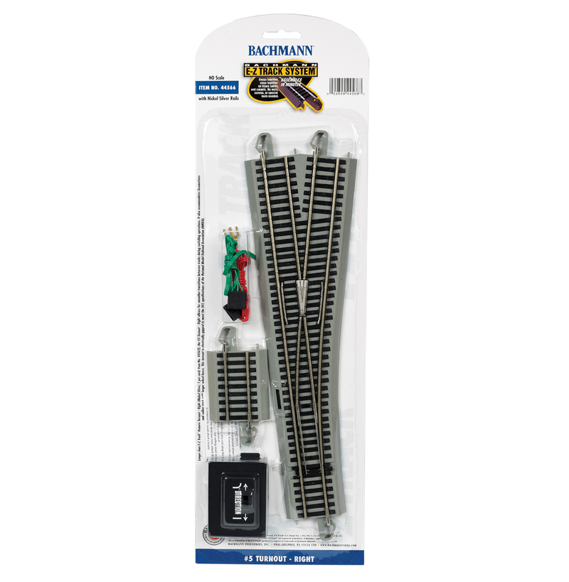 Bachmann 44566 HO Scale E-Z Track #5 Remote Right Hand Switch