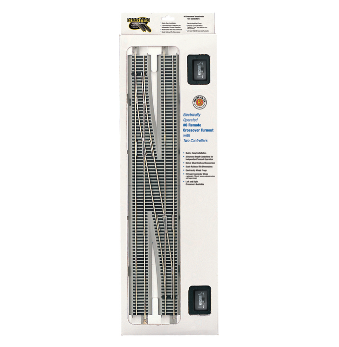 Bachmann 44575 HO Scale E-Z Track #6 Remote Left Hand Crossover