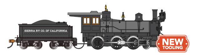 Bachmann 51424 HO Scale 19th Century 4-6-0 Steam Locomotive Sierra Railway #3 with DCC and WOWSound