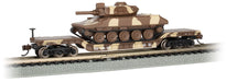 Bachmann 71387 N Scale 52' Center Depressed Flatcar with Sheridan Tank - Desert Camo