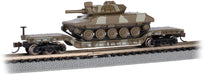 Bachmann 71388 N Scale 52' Center Depressed Flatcar with Sheridan Tank - Green Camo