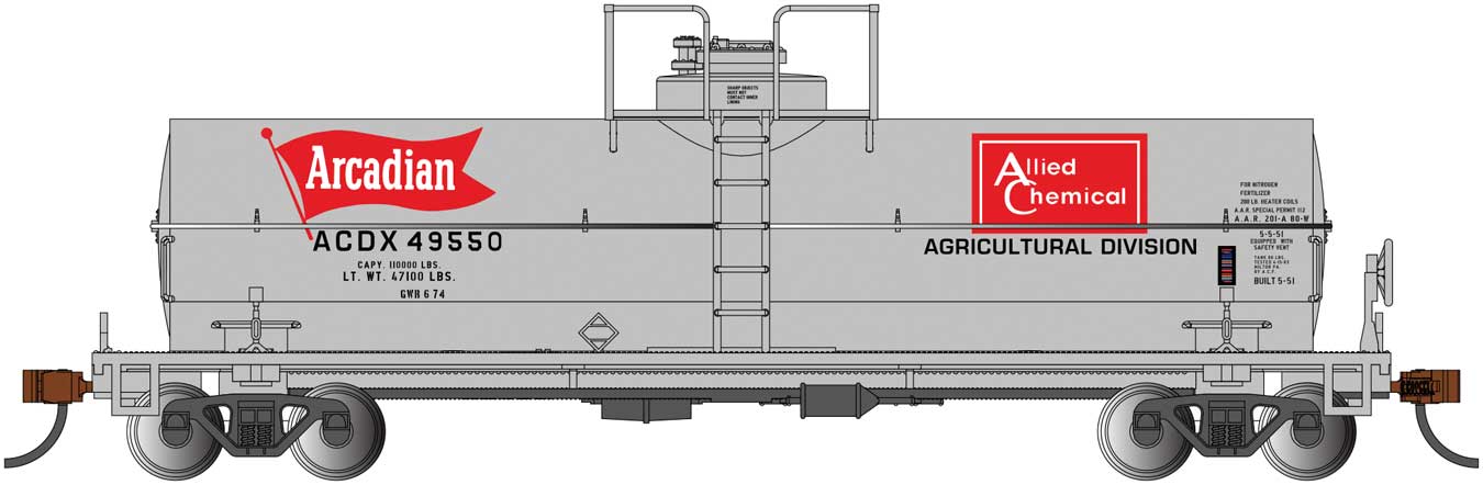 Bachmann 75812 HO Scale Chemical Tank Car Allied Chemical / Arcadian ACDX 49550