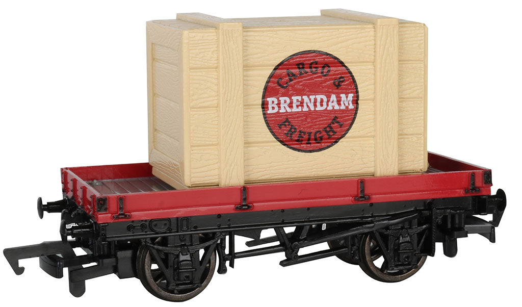 Bachmann 77402 HO Scale Thomas & Friends 1 Plank Wagon with Brendam Cargo & Freight Crate