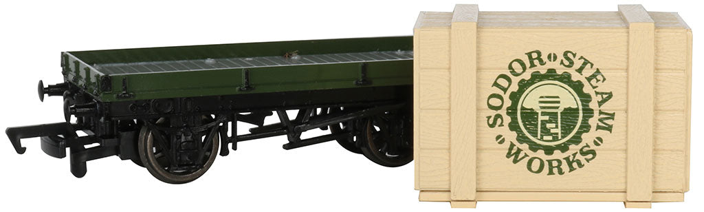 Bachmann 77404 HO Scale Thomas & Friends 1 Plank Wagon with Sodor Steam Works Crate