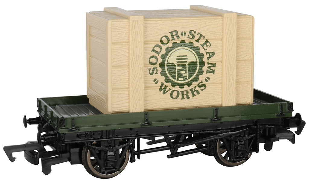 Bachmann 77404 HO Scale Thomas & Friends 1 Plank Wagon with Sodor Steam Works Crate