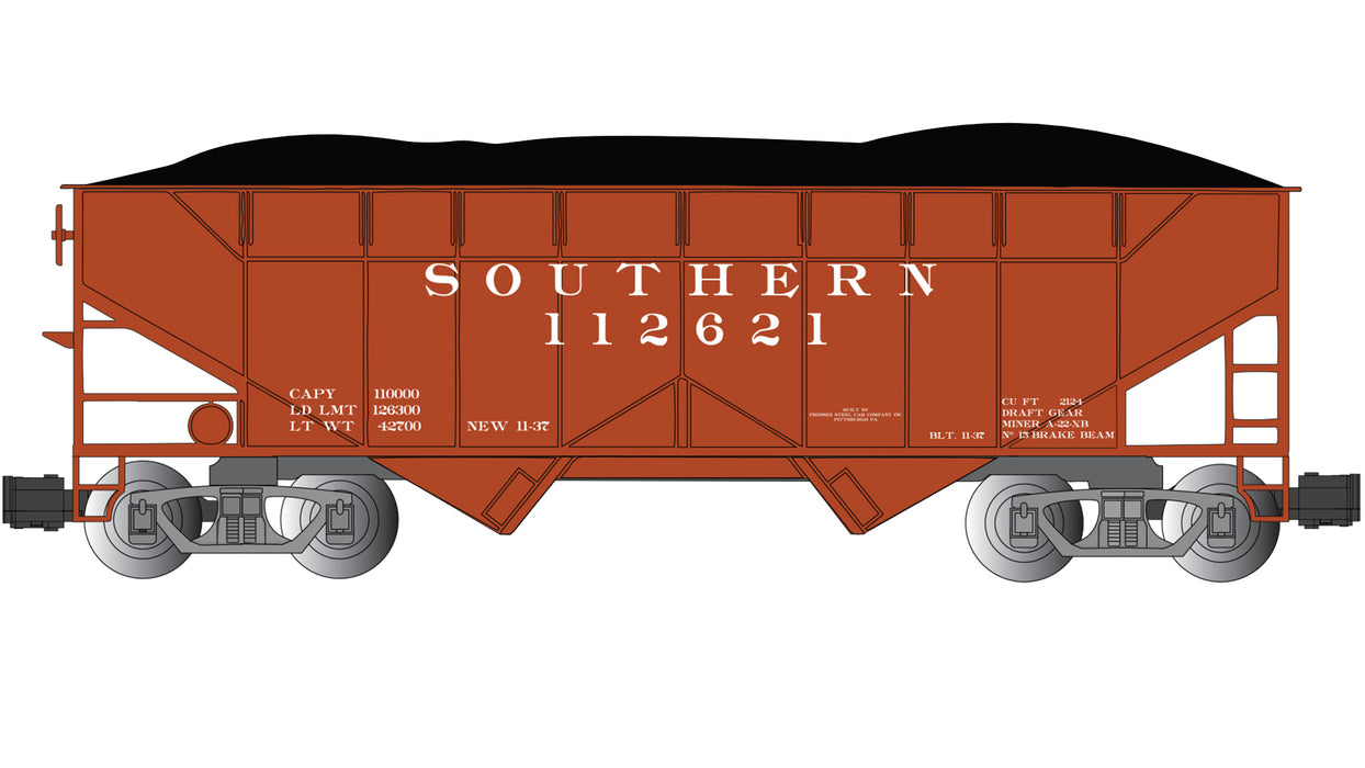 Bachmann 94003 G Scale (1:29) 2 Bay Offset Open Hopper Southern 112621 (with Removable Coal Load)