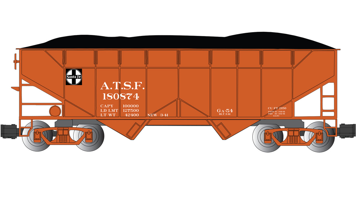 Bachmann 94005 G Scale (1:29) 2 Bay Offset Open Hopper Santa Fe ATSF 180874 (with Removable Coal Load)