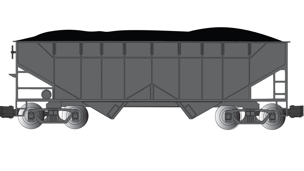 Bachmann 94007 G Scale (1:29) 2 Bay Offset Open Hopper - Black Unlettered (with Removable Coal Load)