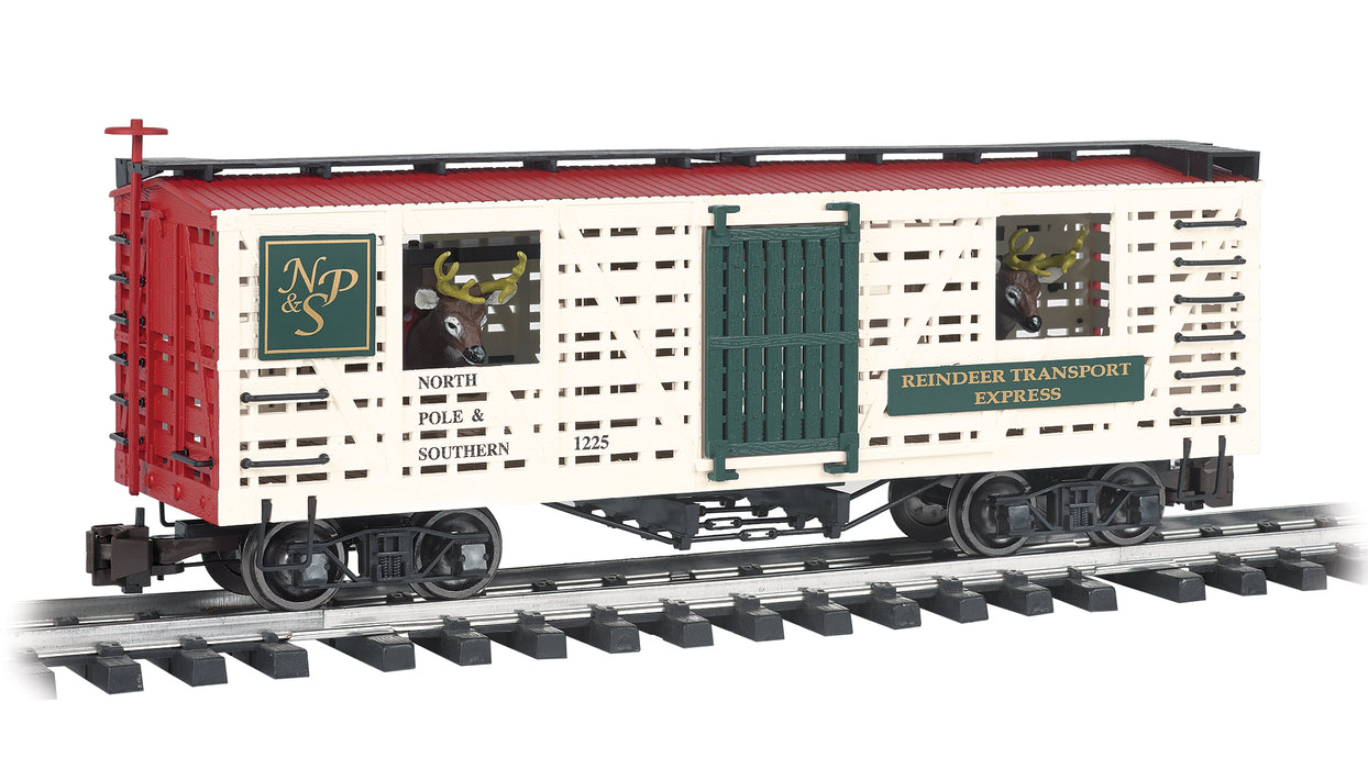 Bachmann 98704 G Gauge 40' Animated Stock Car with Reindeer North Pole & Southern 1225