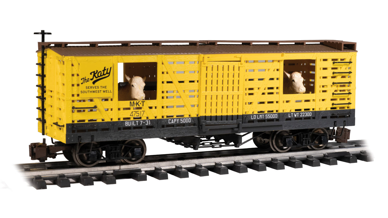 Bachmann 98708 G Gauge 40' Animated Stock Car with Cattle MKT 4517